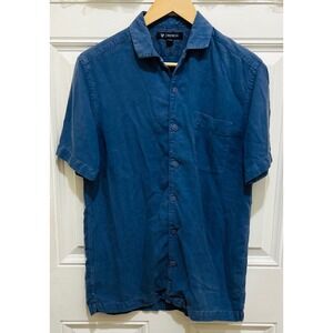 Cremieux Mens Shirt Small Blue Lyocell Button Down Short‎ Sleeve Casual